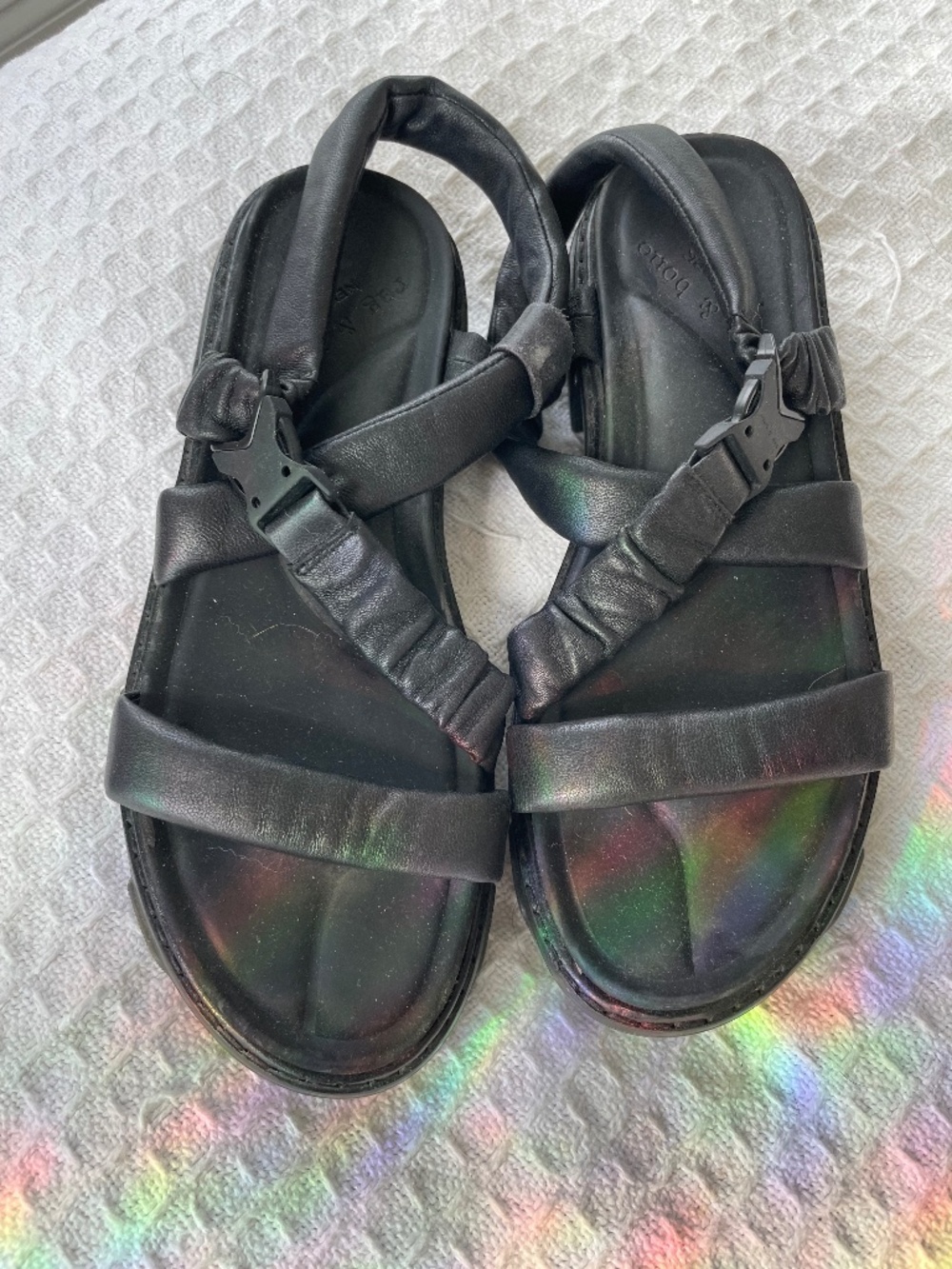 RAG & BONE SHANE Trek Sandals Platform Lugged Block heel BLACK - Size 8.5